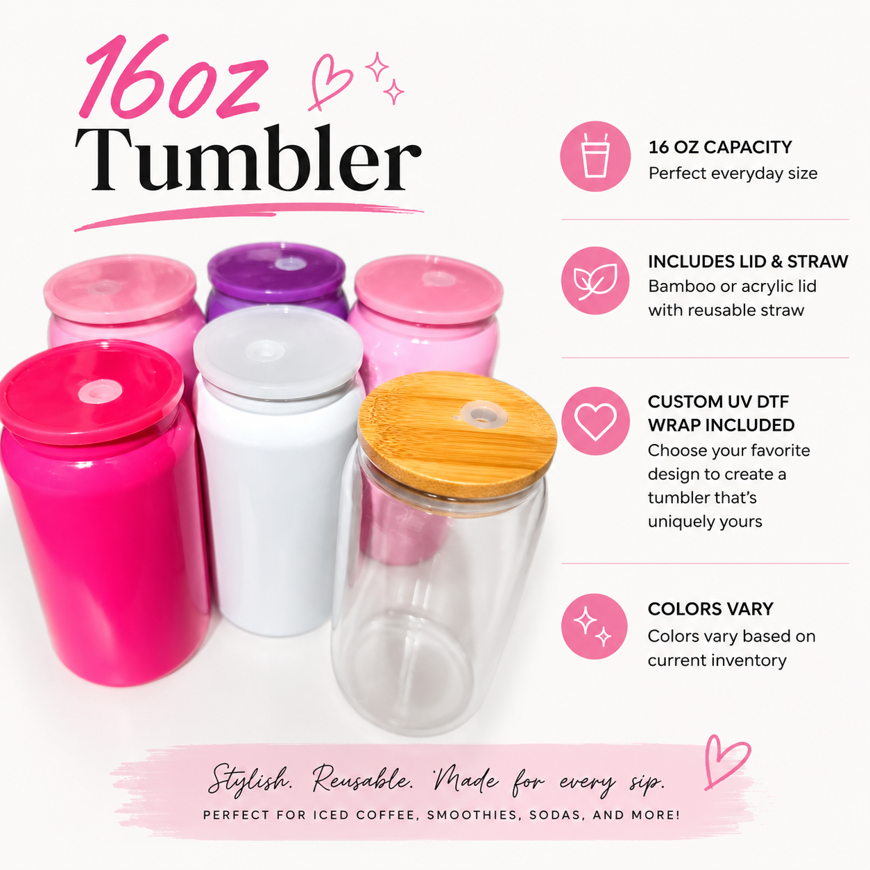 16oz Tumbler with UV DTF Cup Wrap for TikTok Live Claims